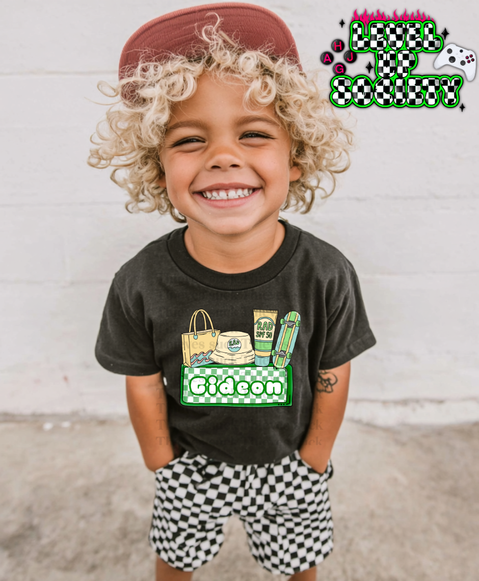 Rad beach dude with customizable name - green