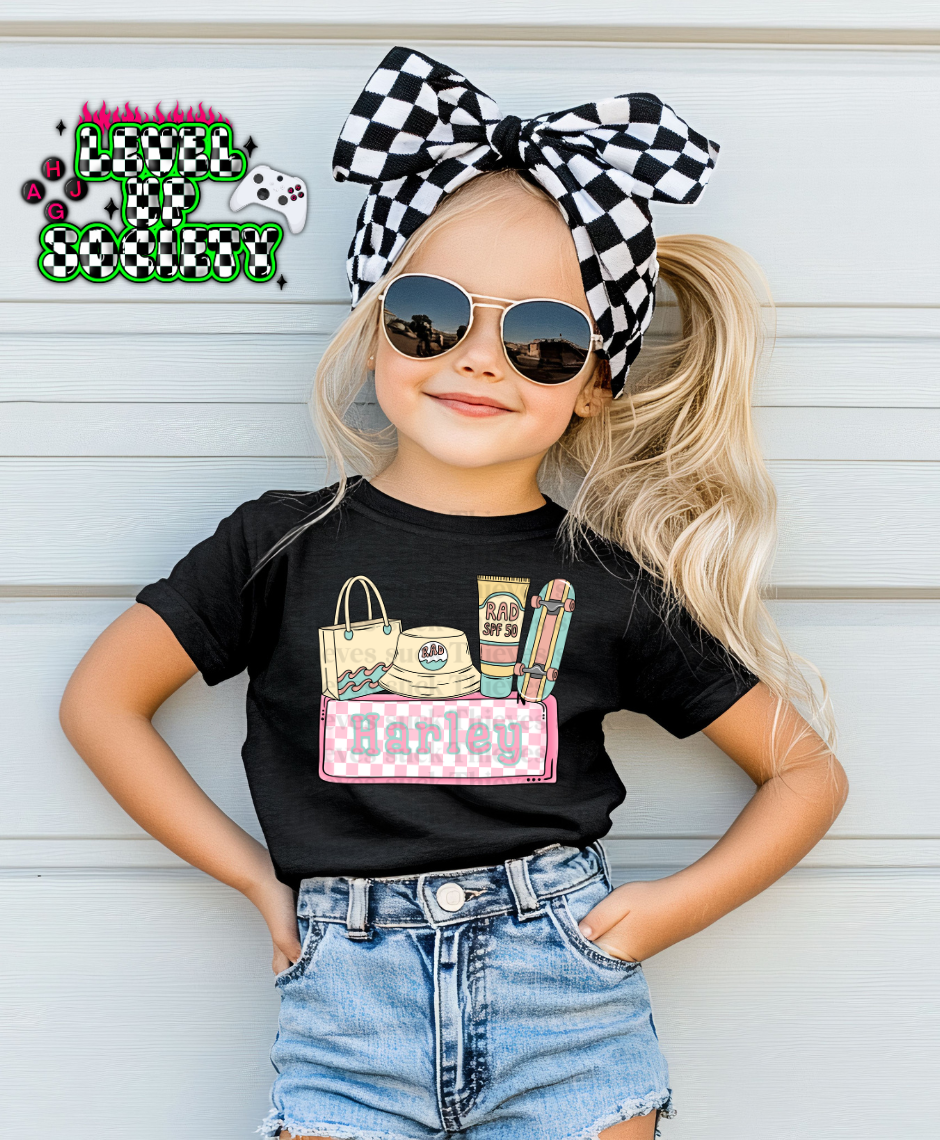 Rad beach babe with customizable name - pink
